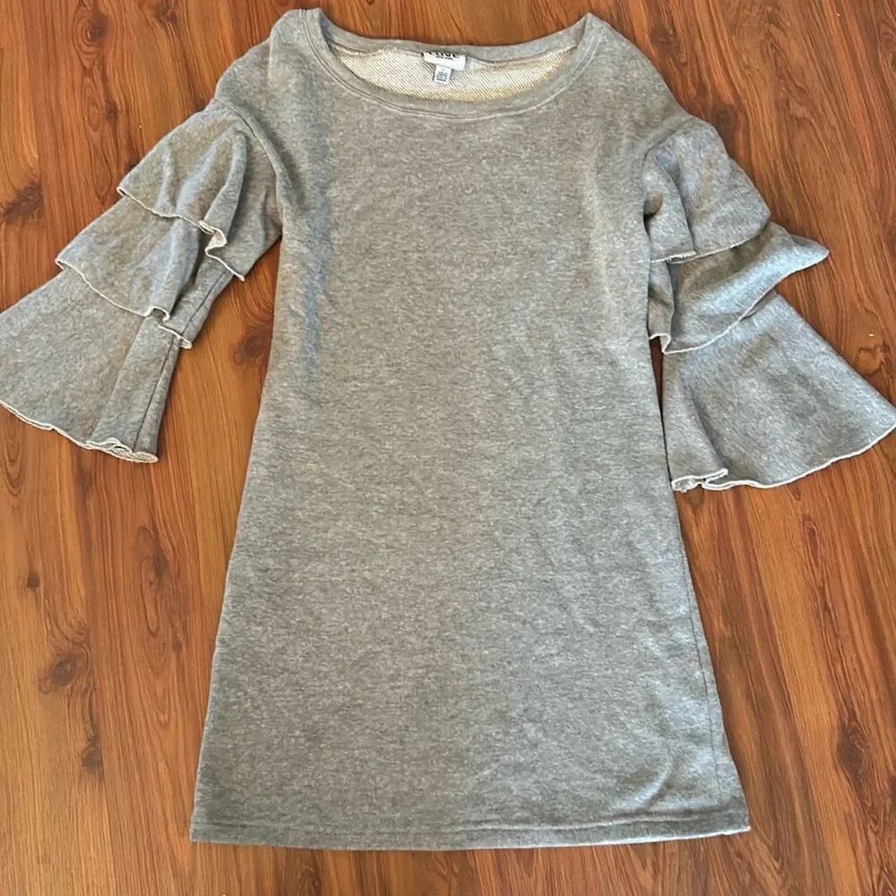 Love NY gray sweatshirt three tiered sleeve tunic top size S